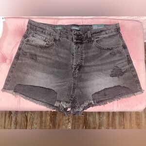 wild fable Black Distressed High-Rise Denim Shorts